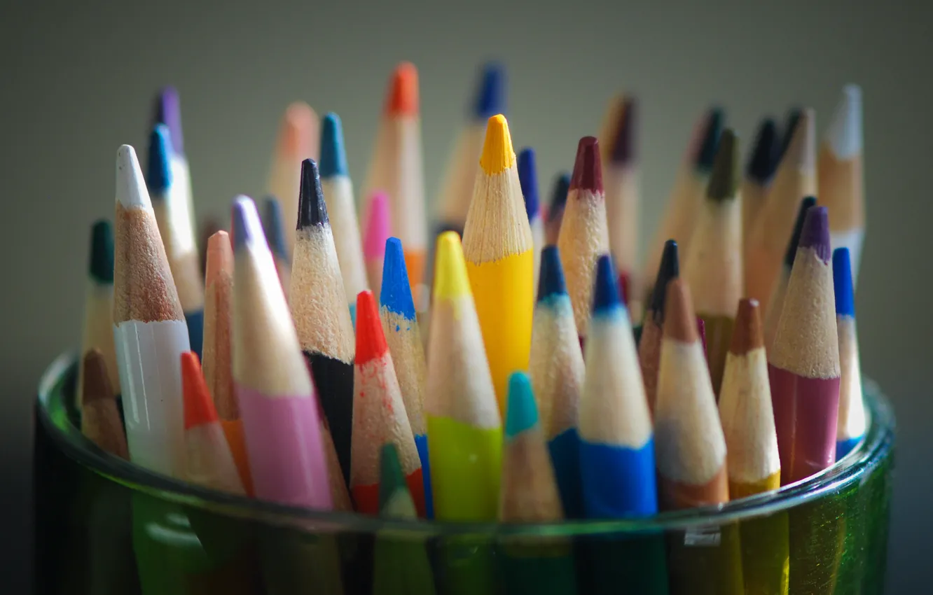 Photo wallpaper macro, colored, pencils, colorful, colorful, pencils, colored pencils