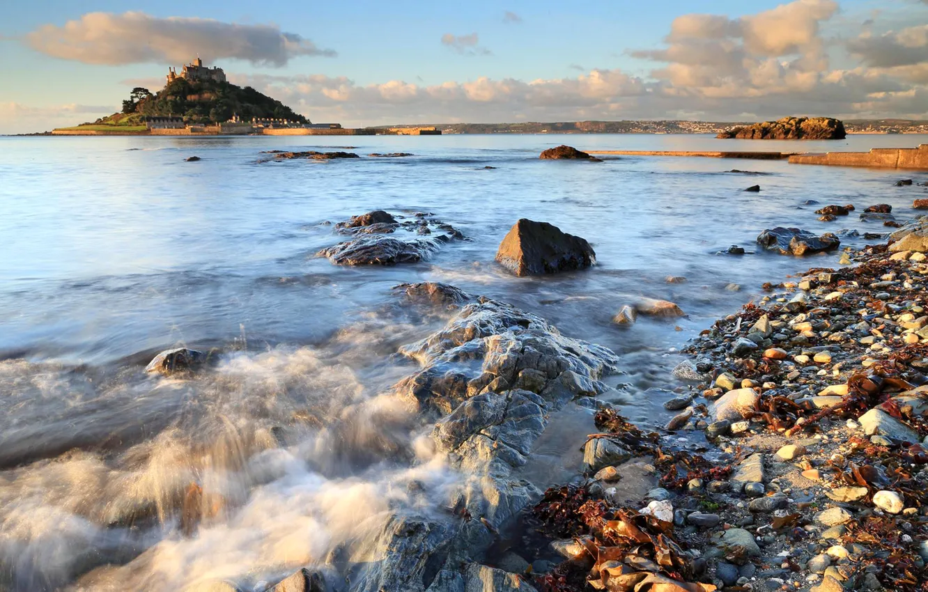 Photo wallpaper sea, the sky, stones, castle, rocks