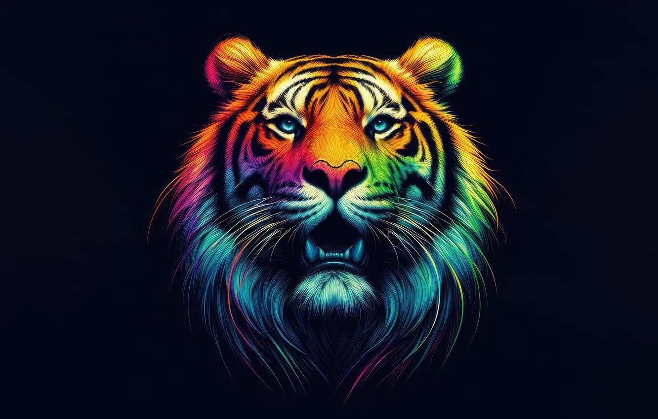 Photo wallpaper minimal, tiger, ai art