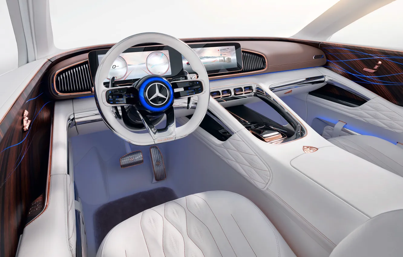 Photo wallpaper Mercedes-Benz, the wheel, Vision, salon, 2018, Mercedes-Maybach, electrocreaser, Ultimate Luxury