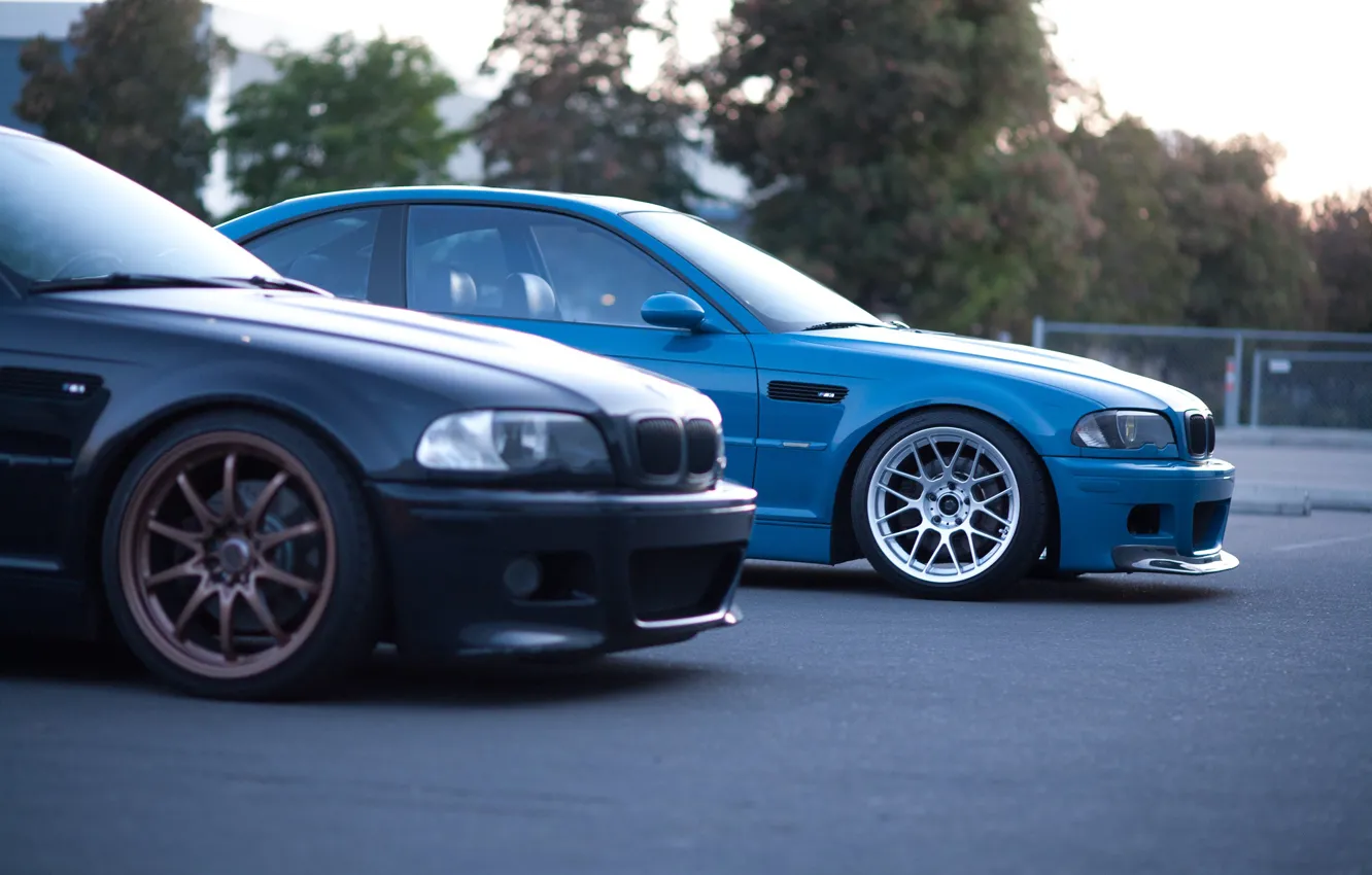 Photo wallpaper BMW, Blue, Black, E46, M3