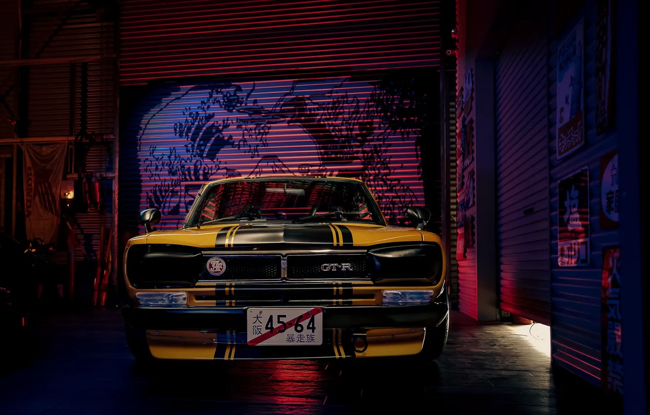 Photo wallpaper graffiti, garage, China, Nissan, bumper