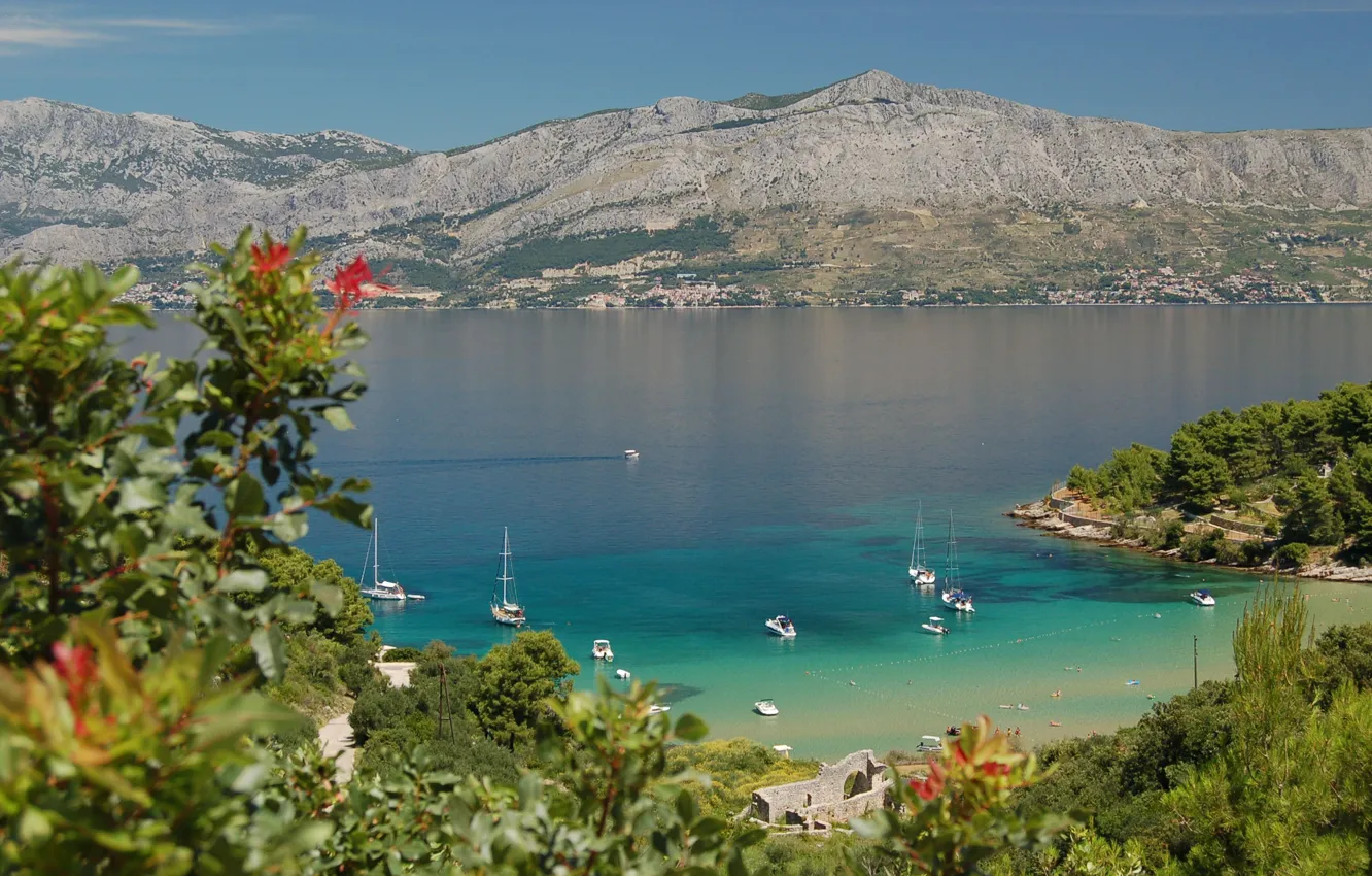 Photo wallpaper sea, summer, boat, Bay, yacht, Bay, Croatia, Adriatica