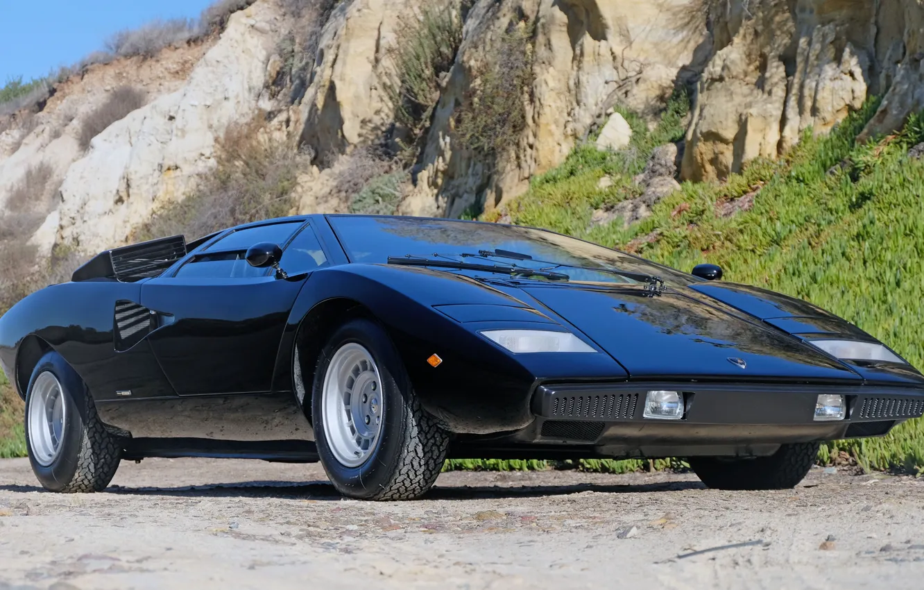 Photo wallpaper black, Lamborghini, ventilation, supercar, V12, Countach, 1975, air intakes