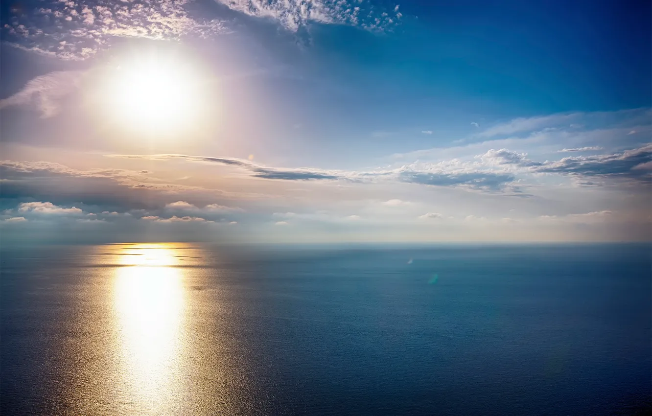 Photo wallpaper sea, the sky, the sun, clouds