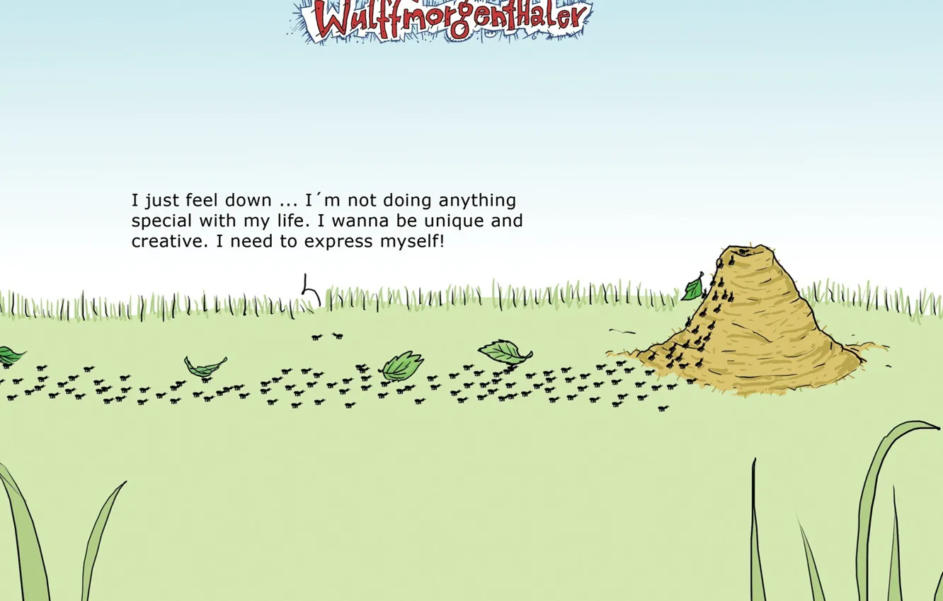 Photo wallpaper humor, ants, Wulffmorgenthaler, caricature