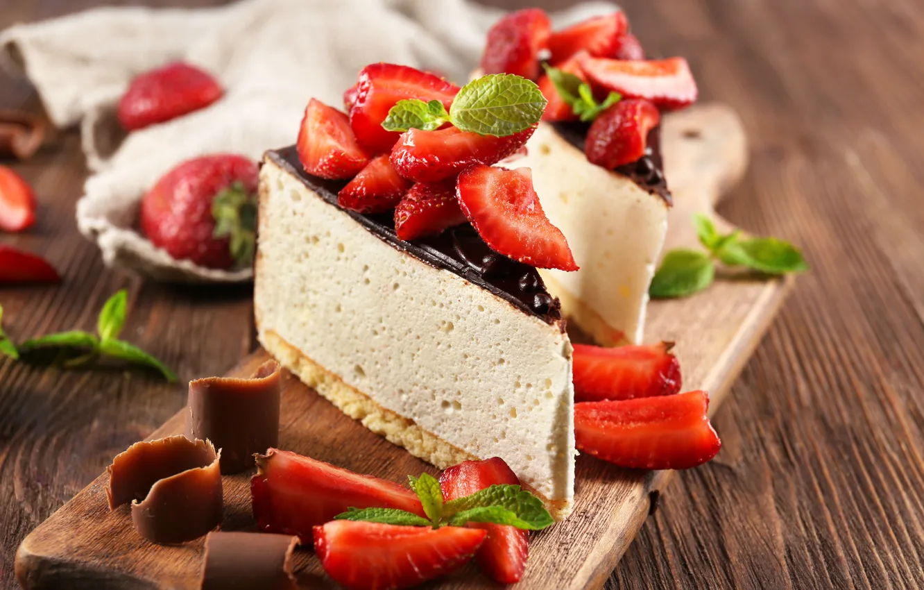 Photo wallpaper berries, chocolate, strawberry, dessert, Strawberry, Chocolate, Cake, souffle