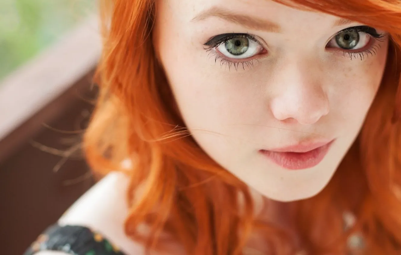 Photo wallpaper face, red, green eyes, Suicide Girls, Lass Suicide