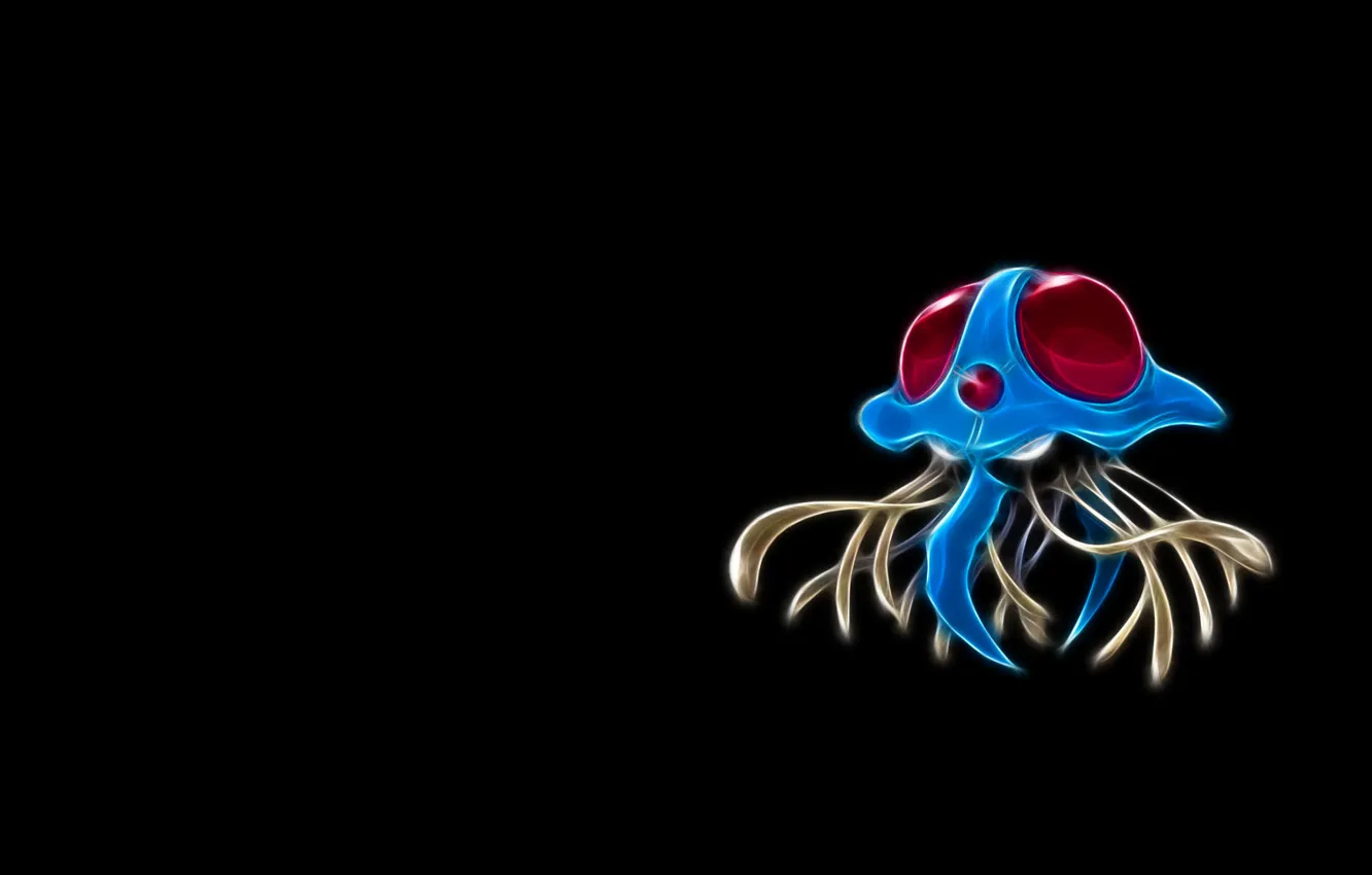 Photo wallpaper blue, tentacles, claws, pokemon, pokemon, neon lines, tentacruel, tentacruel