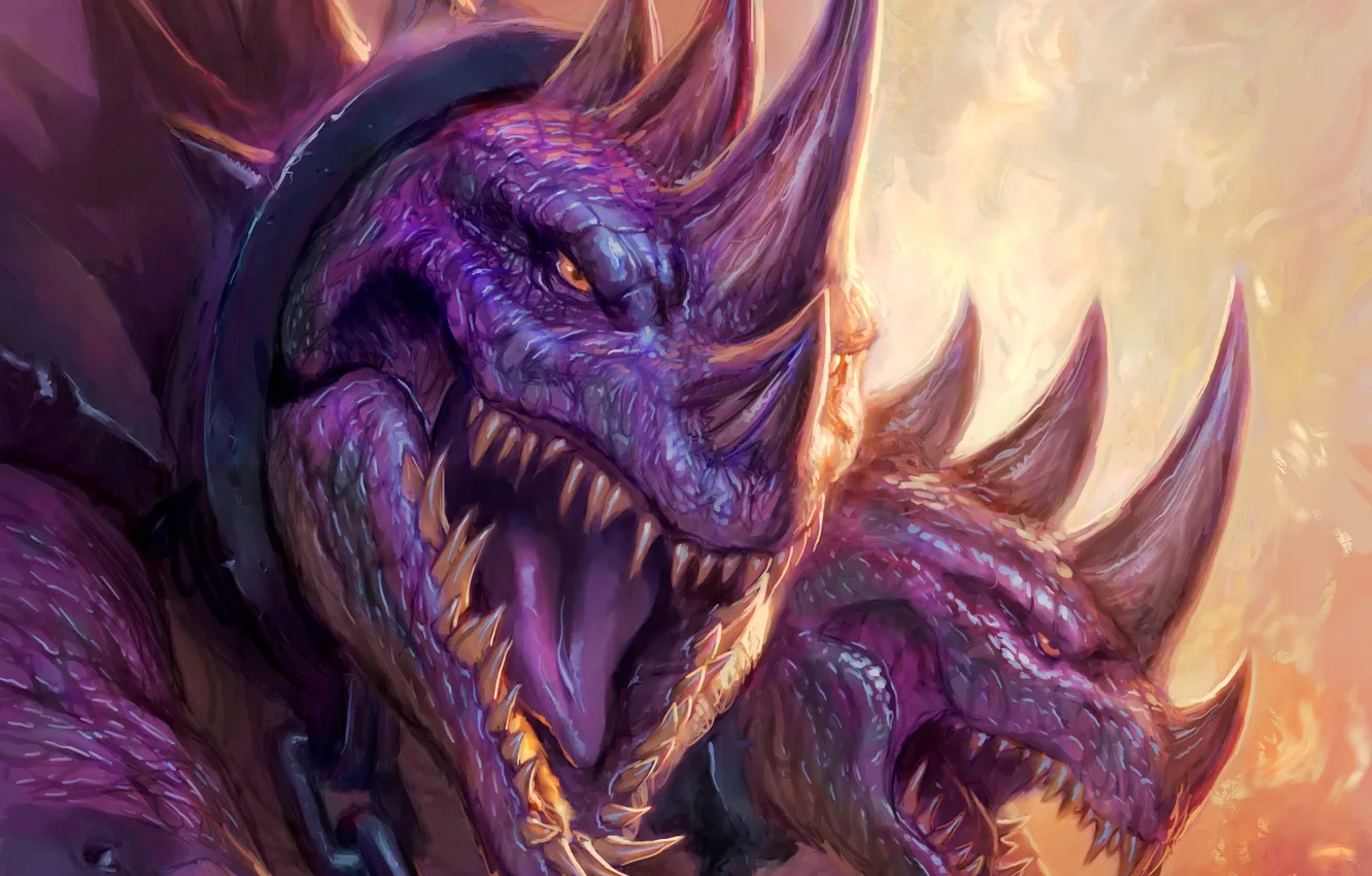 Photo wallpaper dragon, teeth, art, spikes, chain, World of Warcraft, wow, shackles