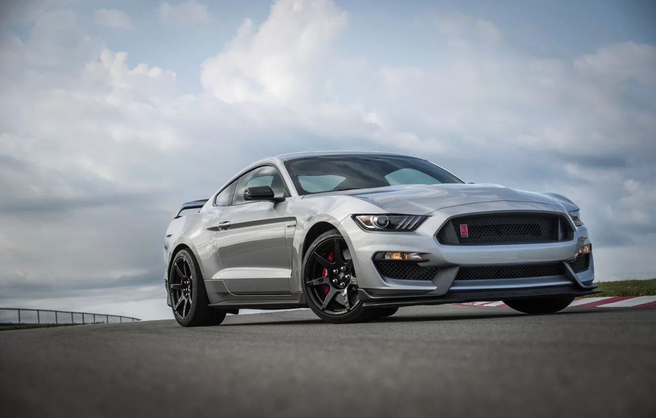 Photo wallpaper grey, Mustang, Ford, Shelby, track, GT350R, 2020