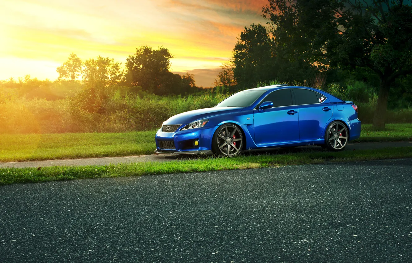 Photo wallpaper Lexus, Blik, blue, sun, profile, IS F