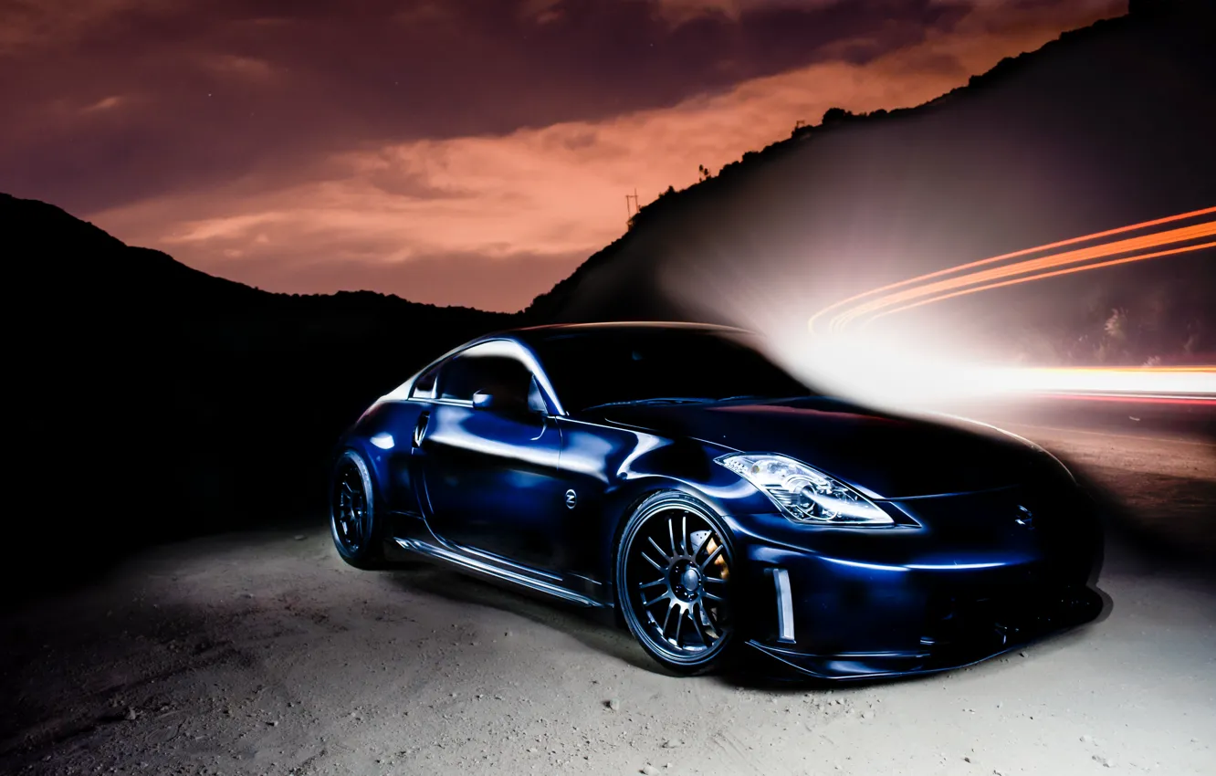 Photo wallpaper blue, tuning, Nissan, 350z, Nissan