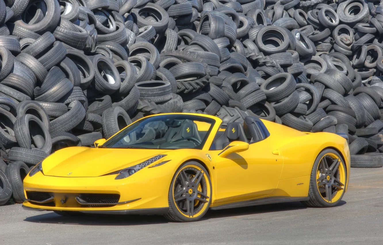 Photo wallpaper yellow, background, Ferrari, Italy, Ferrari, supercar, 458, Italia