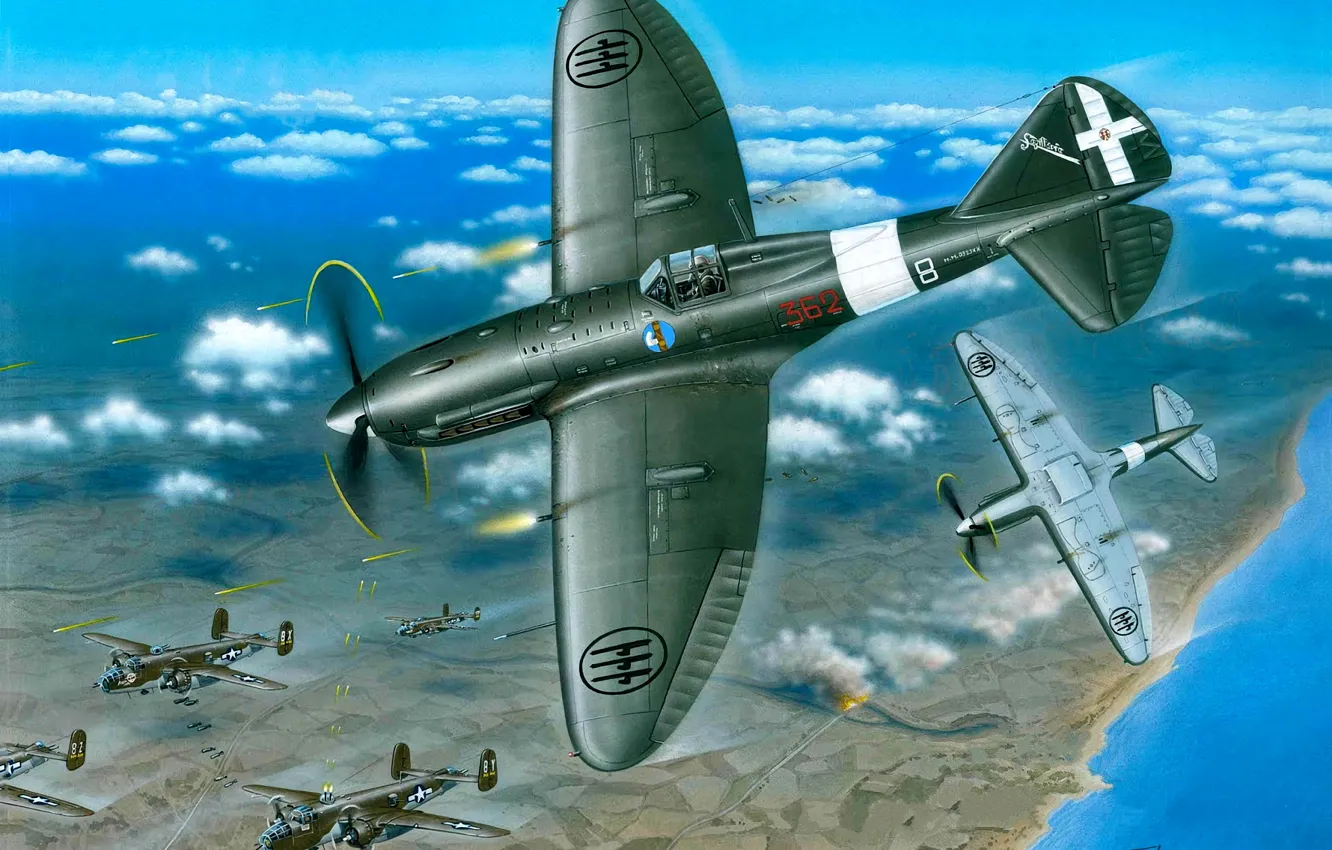 Photo wallpaper Italy, piston fighter, Regia Aeronautica, Reggiane Re.2005, Sagittario