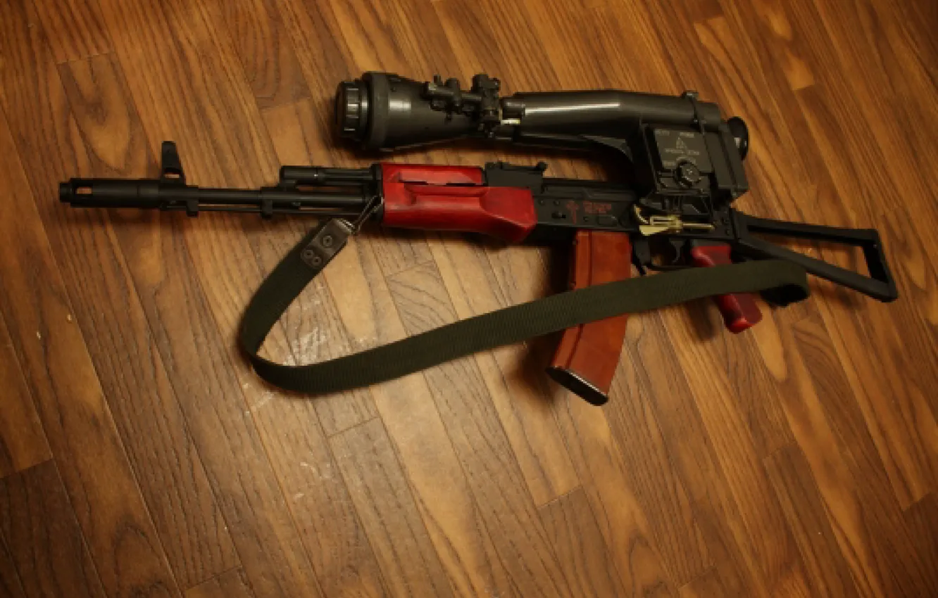 Photo wallpaper weapons, machine, optics, Kalashnikov, AKS