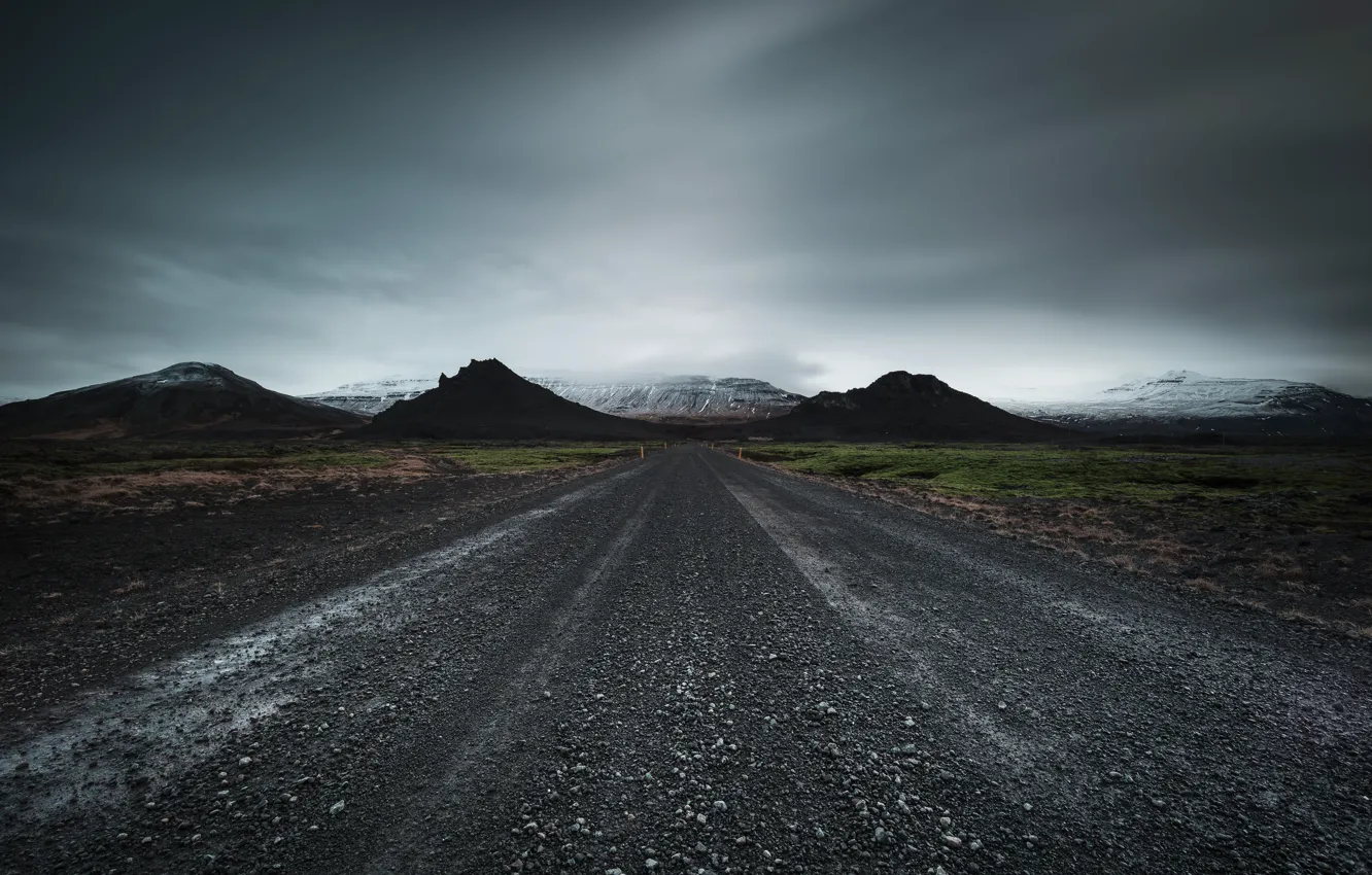 Photo wallpaper road, mountains, Iceland
