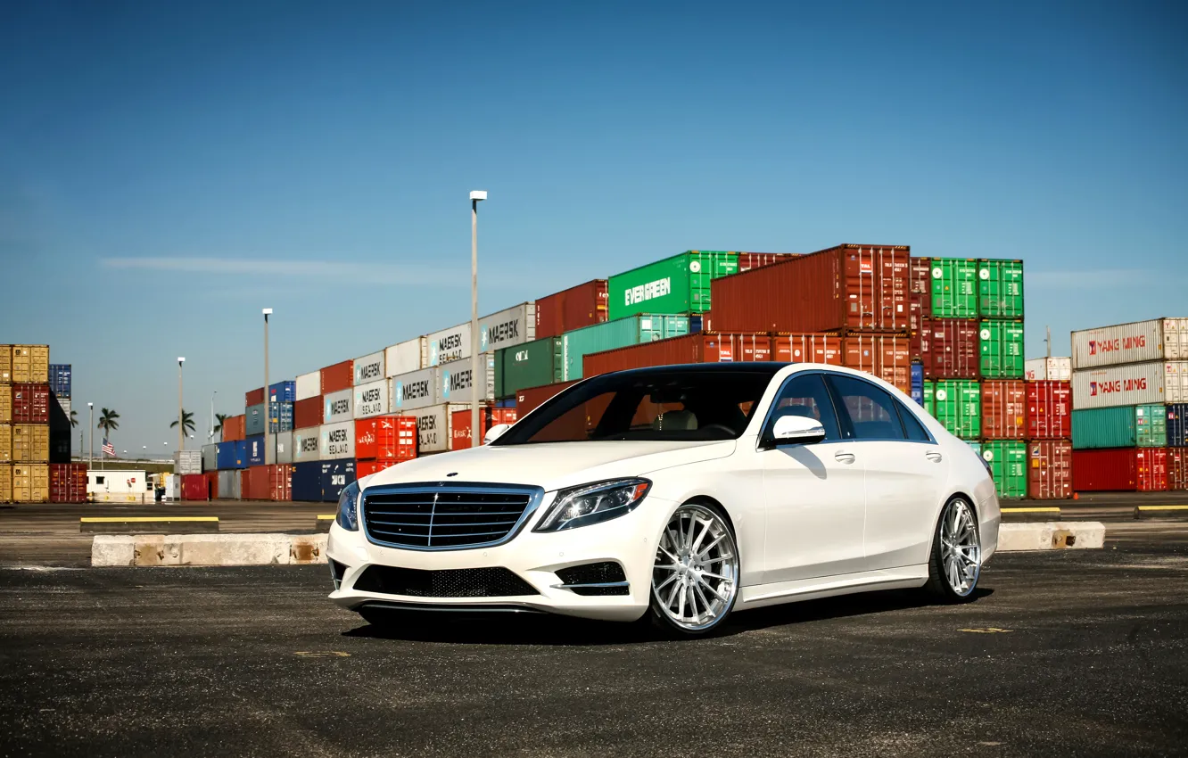 Photo wallpaper Mercedes, wheels, S550, COR, lowered