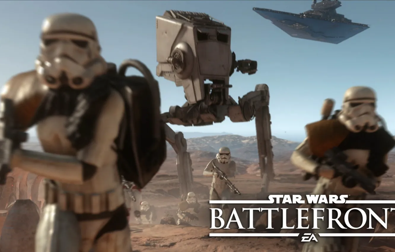Photo wallpaper the game, attack, Star Destroyer, Star Destroyer, Electronic Arts, DICE, Stormtroopers, AT-ST