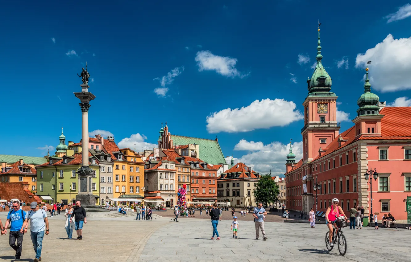 Photo wallpaper building, Poland, Warsaw, town square