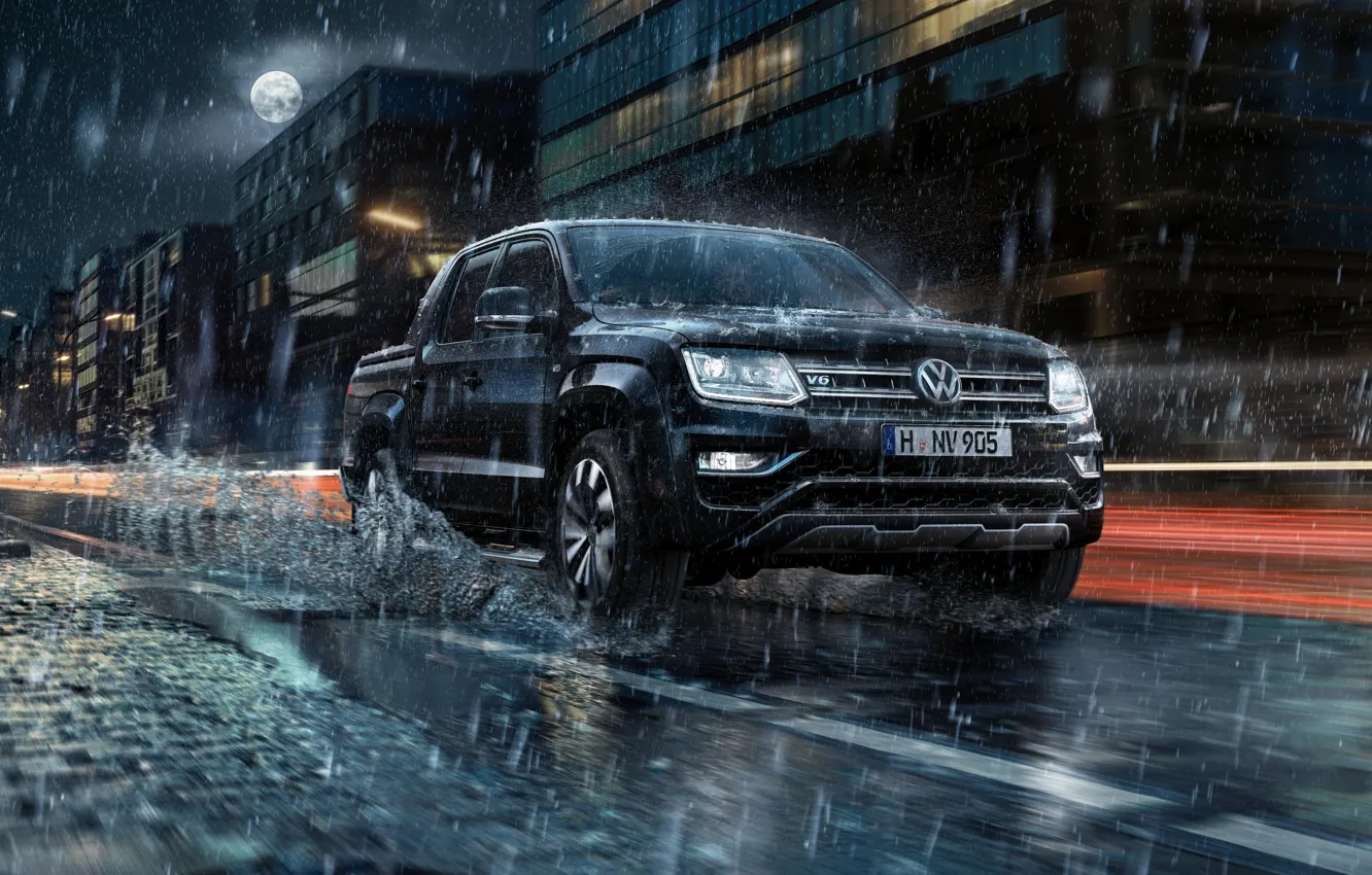 Photo wallpaper rain, Volkswagen, pickup, Amarok, V6