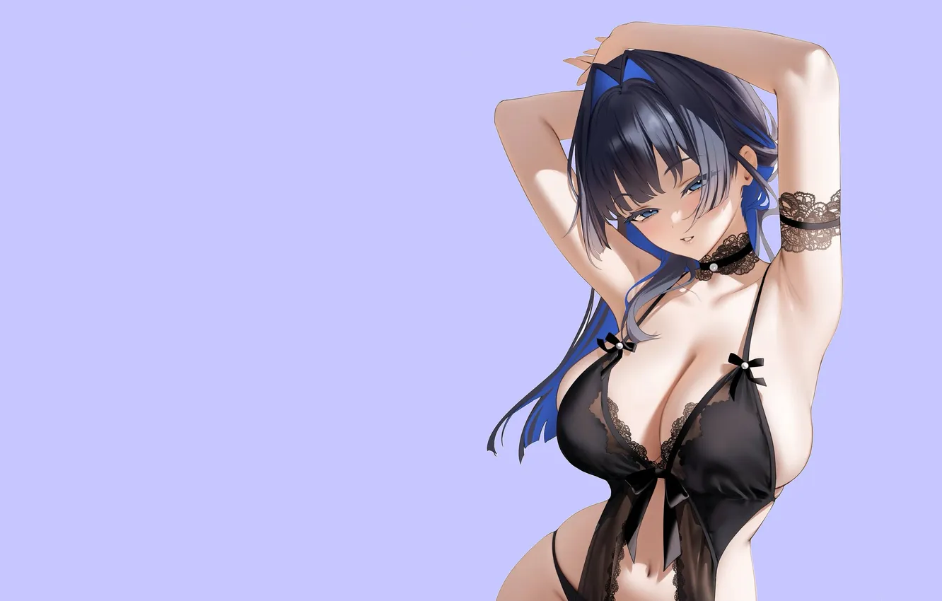 Photo wallpaper girl, hot, sexy, cleavage, boobs, anime, pretty, breasts