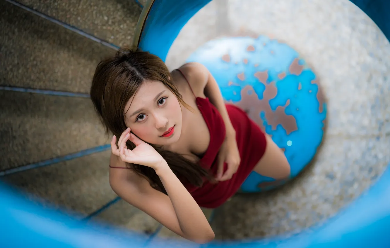 Photo wallpaper girl, Asian, cutie, bokeh