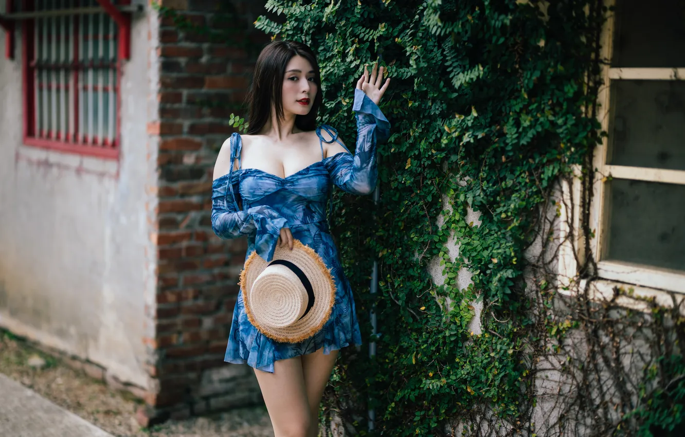 Photo wallpaper girl, hat, Asian