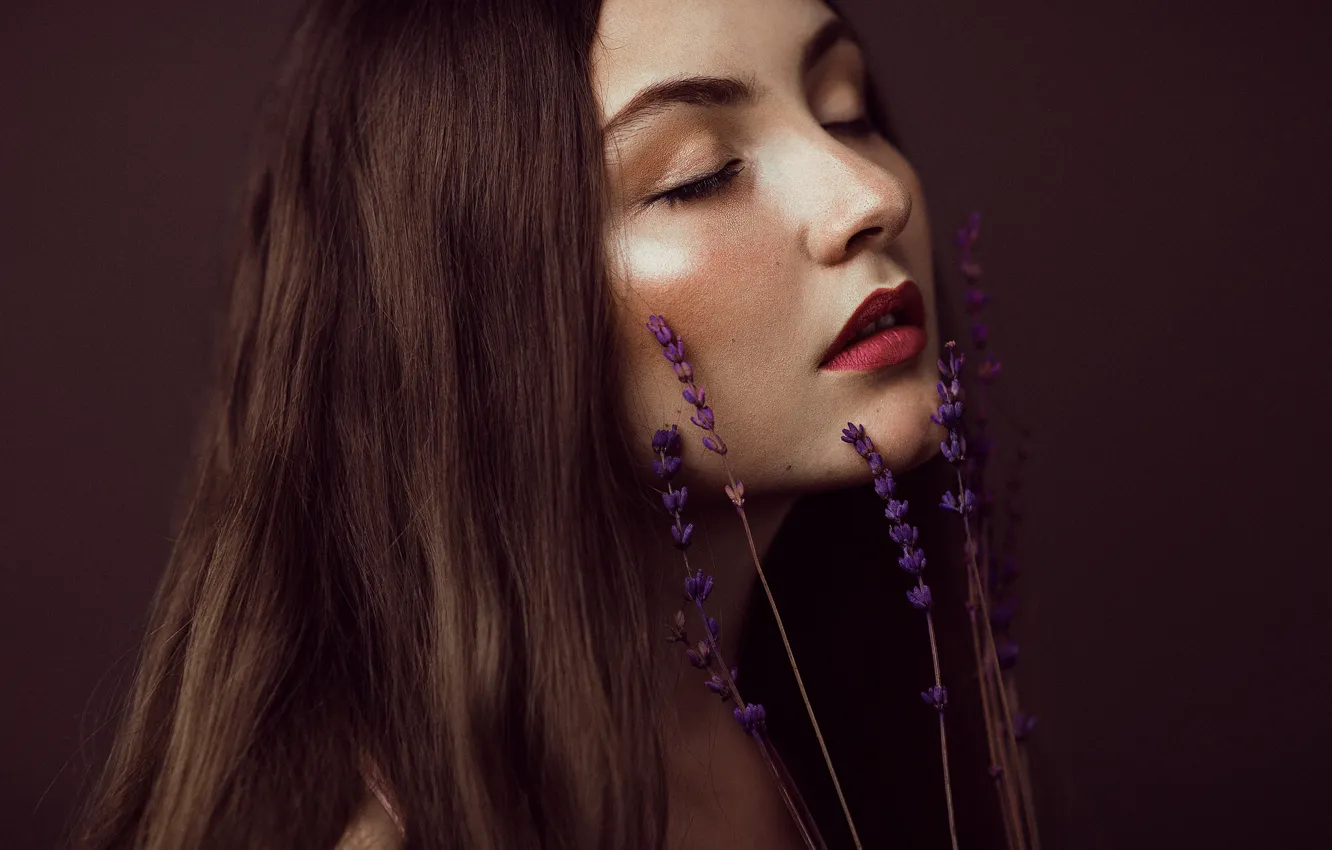 Photo wallpaper girl, face, hair, profile