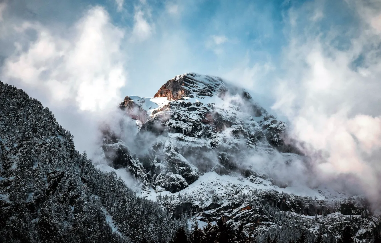 Photo wallpaper clouds, mountain, Mountains
