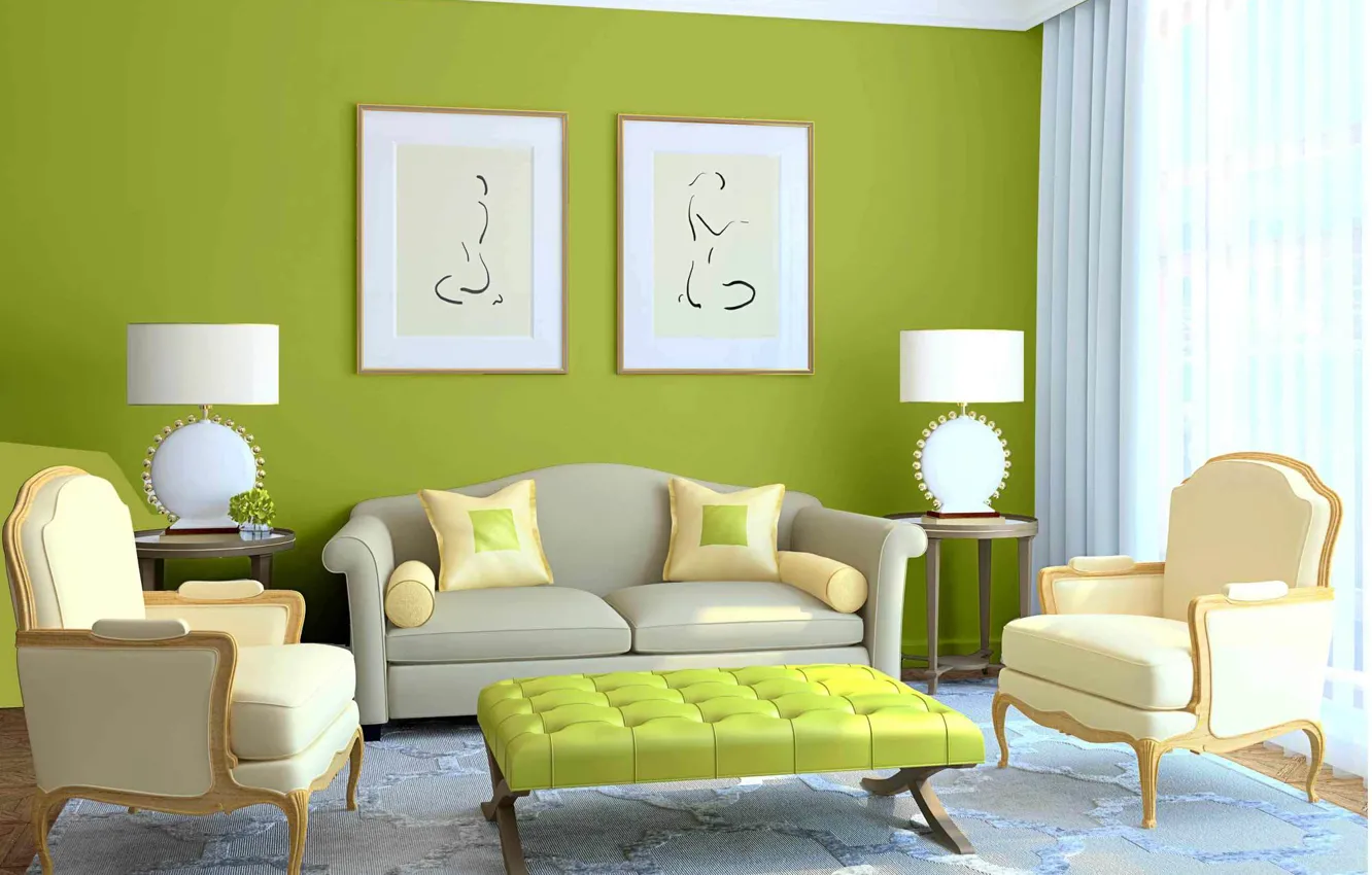 Photo wallpaper design, furniture, interior, living room