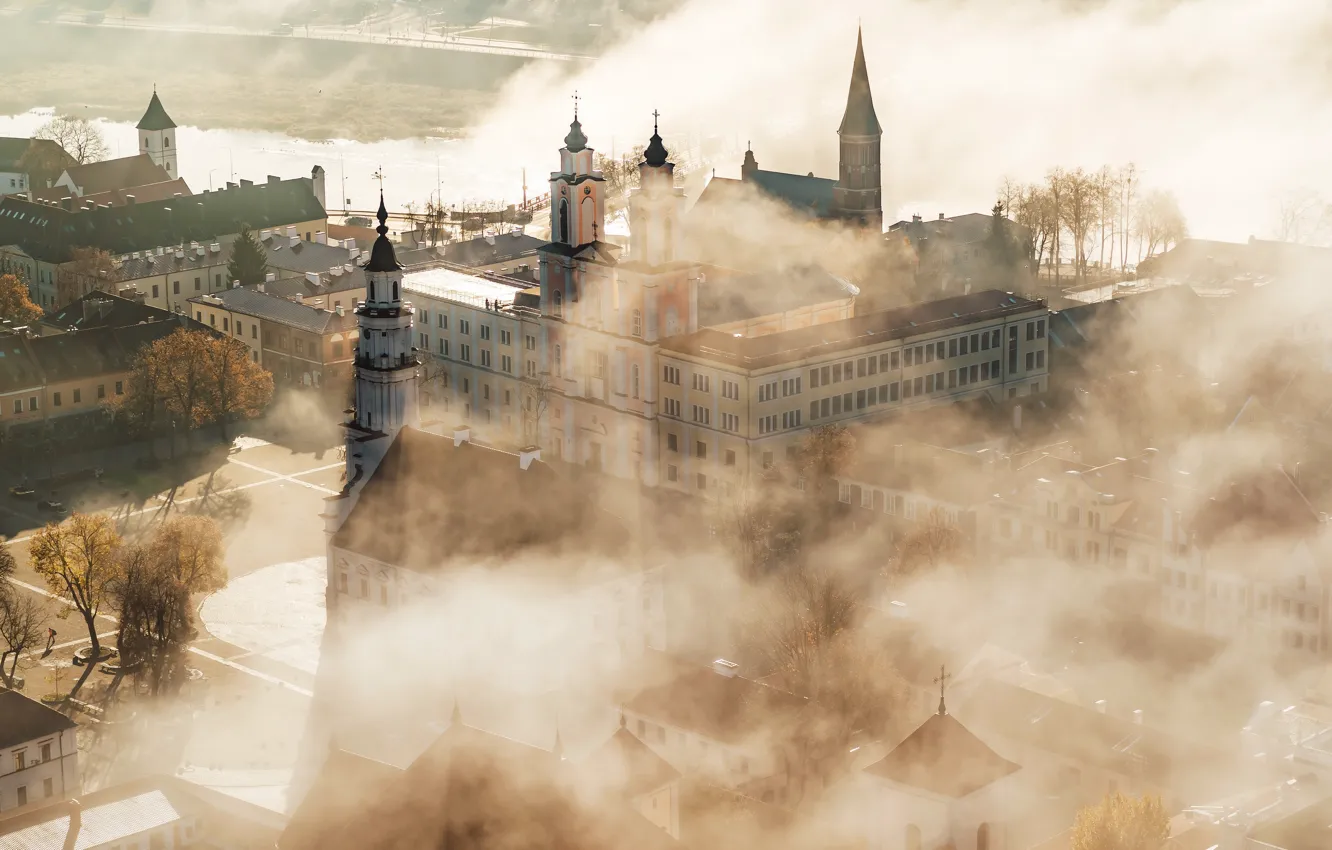 Photo wallpaper Lithuania, Kaunas, misty