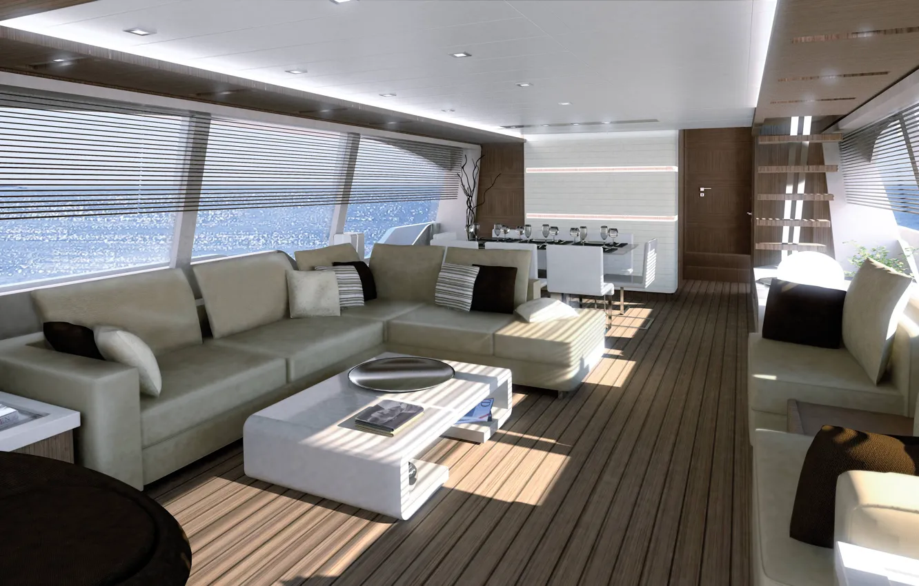Photo wallpaper luxury, motor, Salon, yacht Ferretti 870