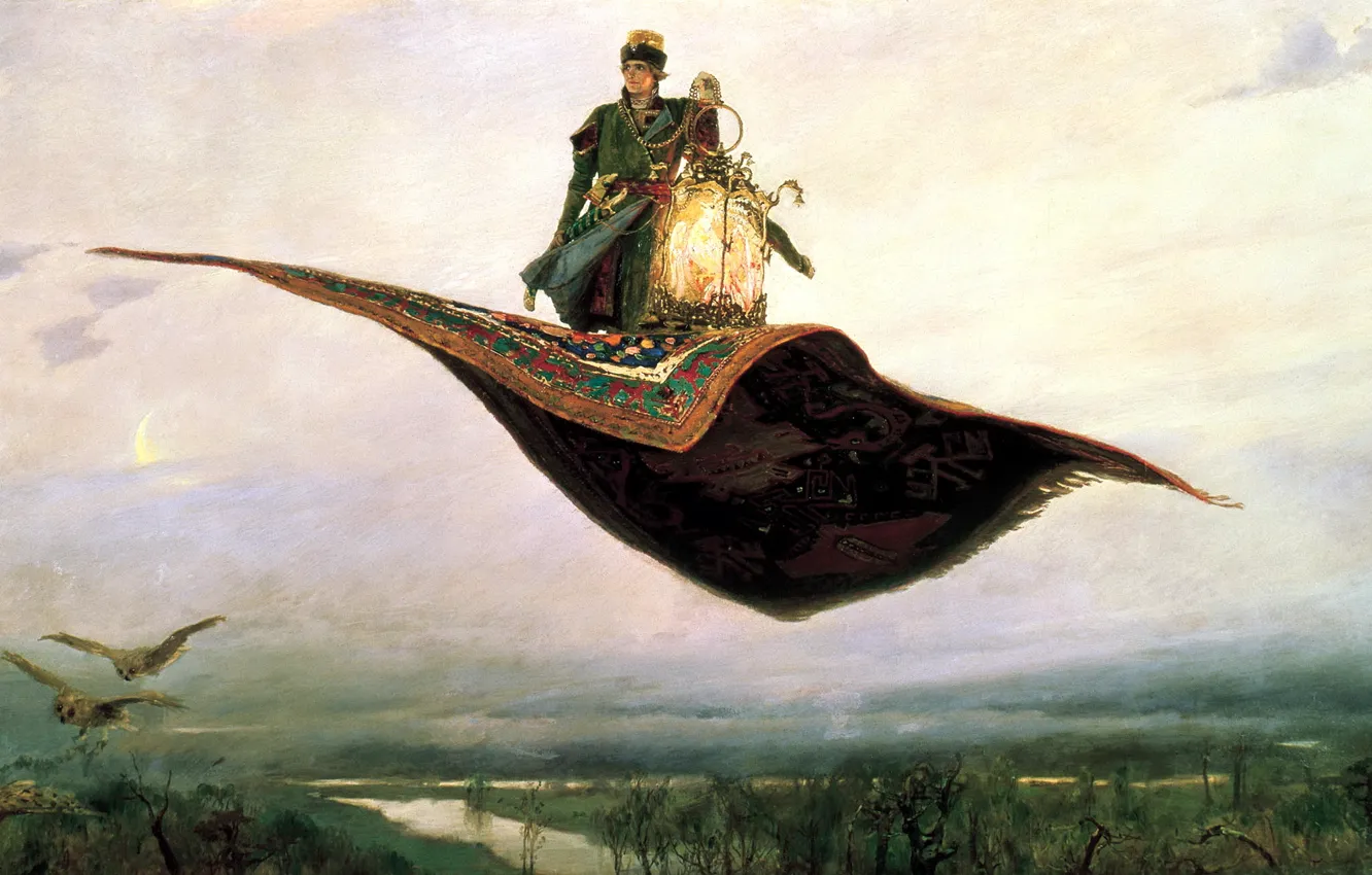 Photo wallpaper tale, picture, flight, folklore, Vasnetsov Viktor, Carpet