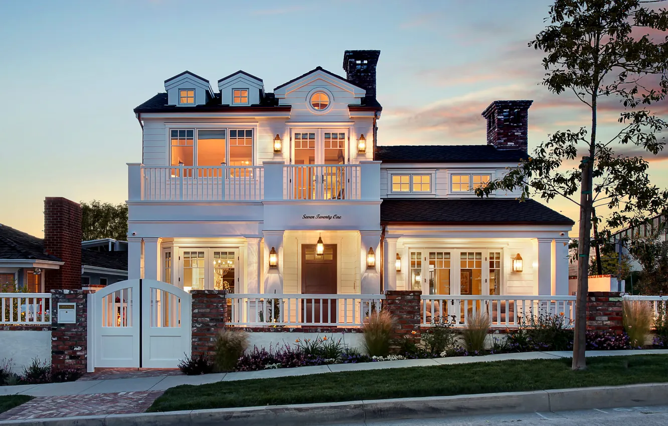 Photo wallpaper design, the city, photo, home, lights, mansion