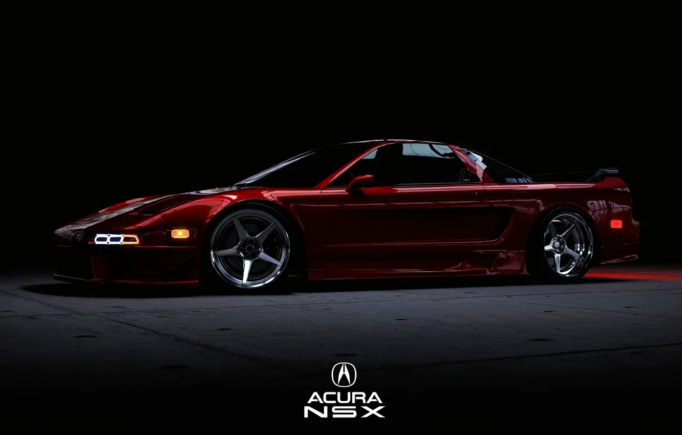 Photo wallpaper machine, auto, red, cherry, rendering, Acura, NSX, Acura NSX