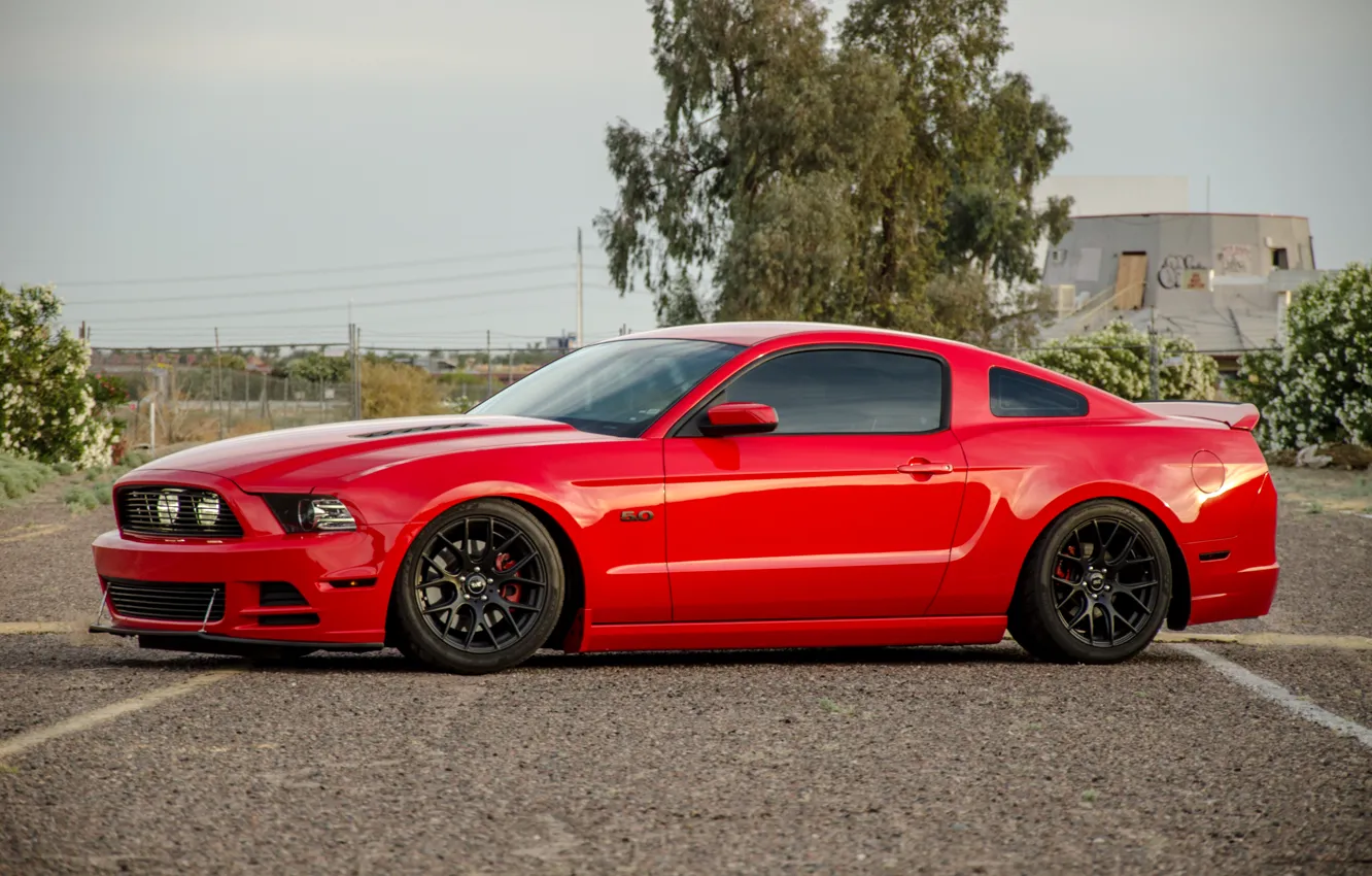 Photo wallpaper mustang, red, wheels, ford, black