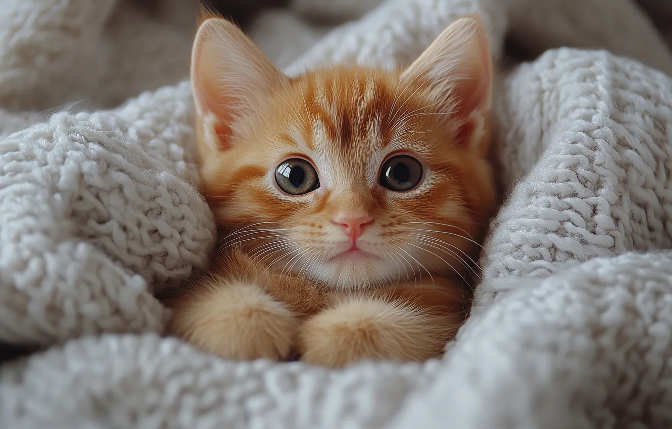 Photo wallpaper cat, look, pose, legs, lies, red, kitty, face