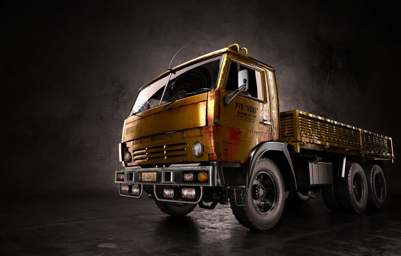 Photo wallpaper truck, render, KAMAZ