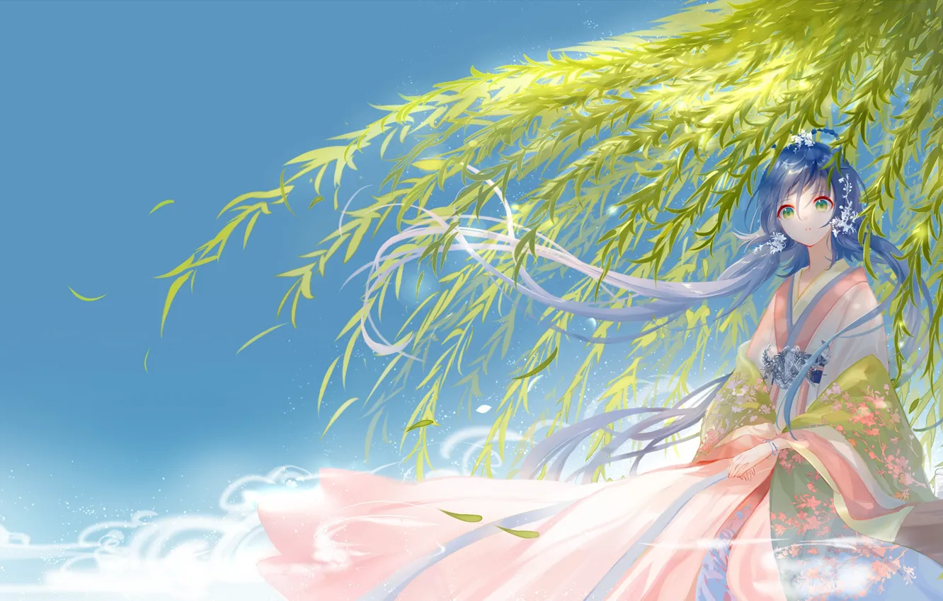 Photo wallpaper girl, branch, Vocaloid, Vocaloid, IVA, Luo Tianyi