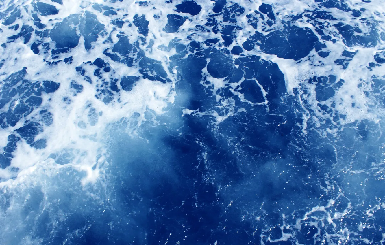 Photo wallpaper Sea, Wave, Foam, Blue