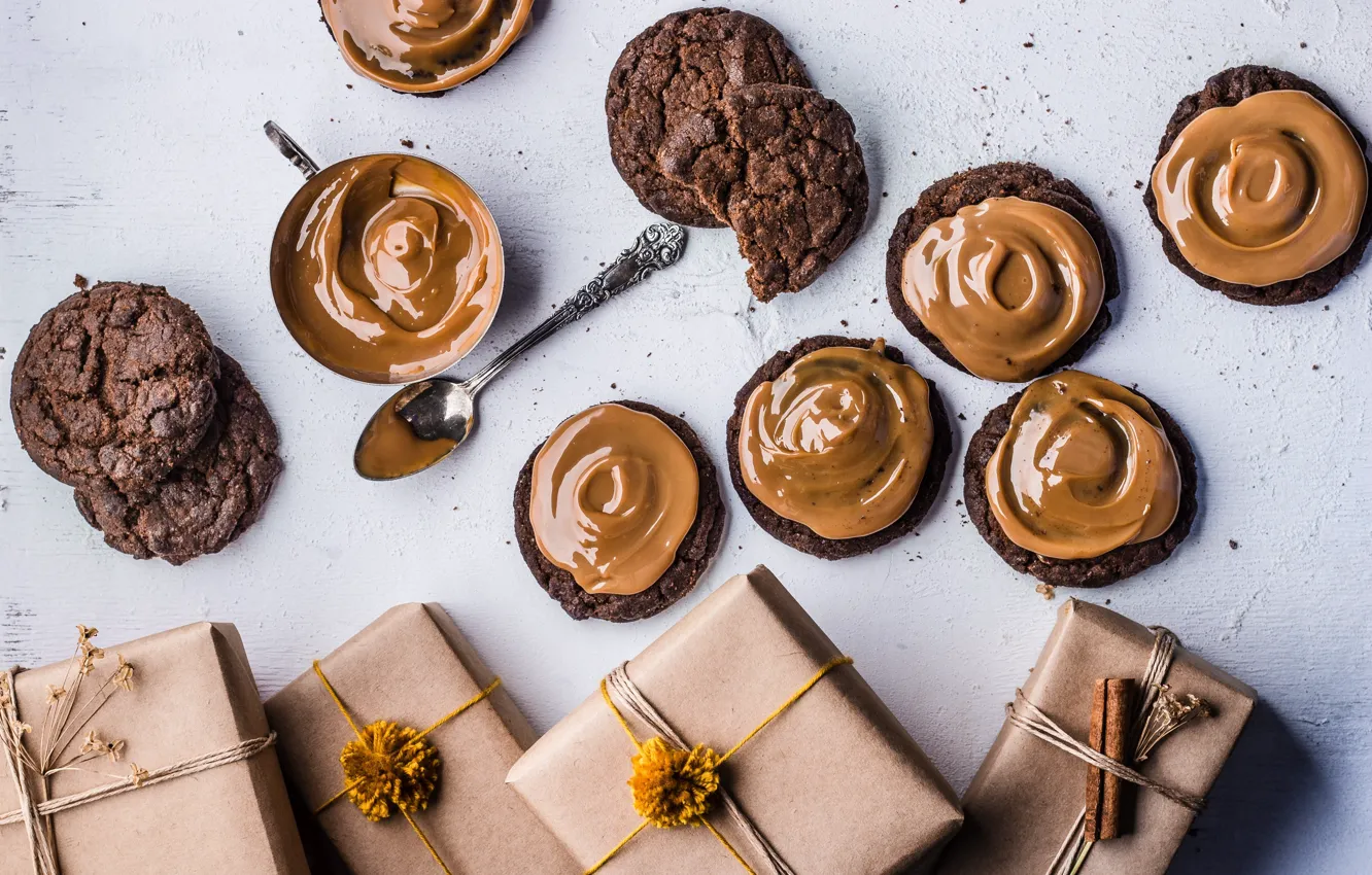 Photo wallpaper chocolate, cookies, cream, dessert