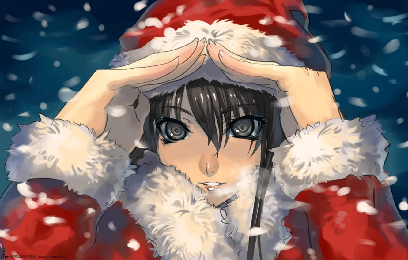 Photo wallpaper winter, snow, new year, beautiful, Santa, Anime, Beauty, MyToy