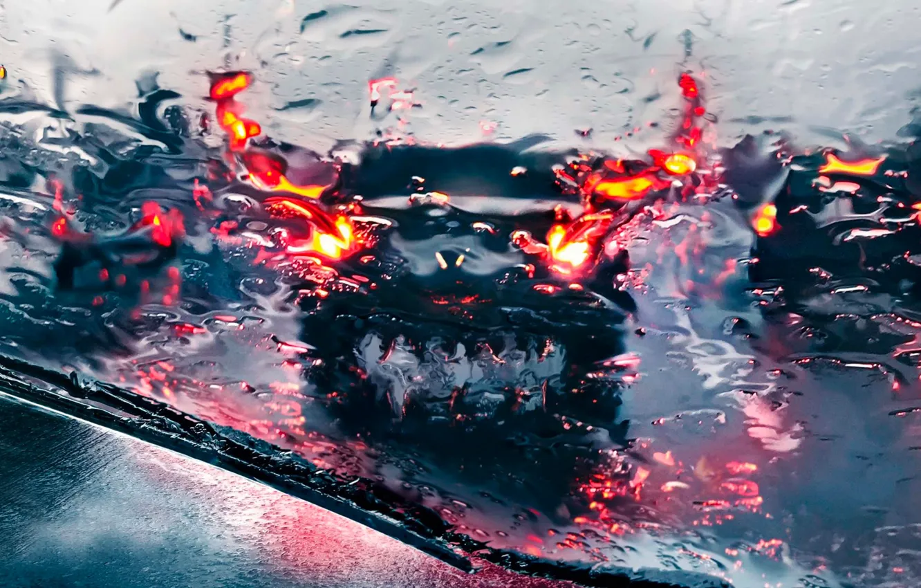 Photo wallpaper drops, rain, Audi, monster