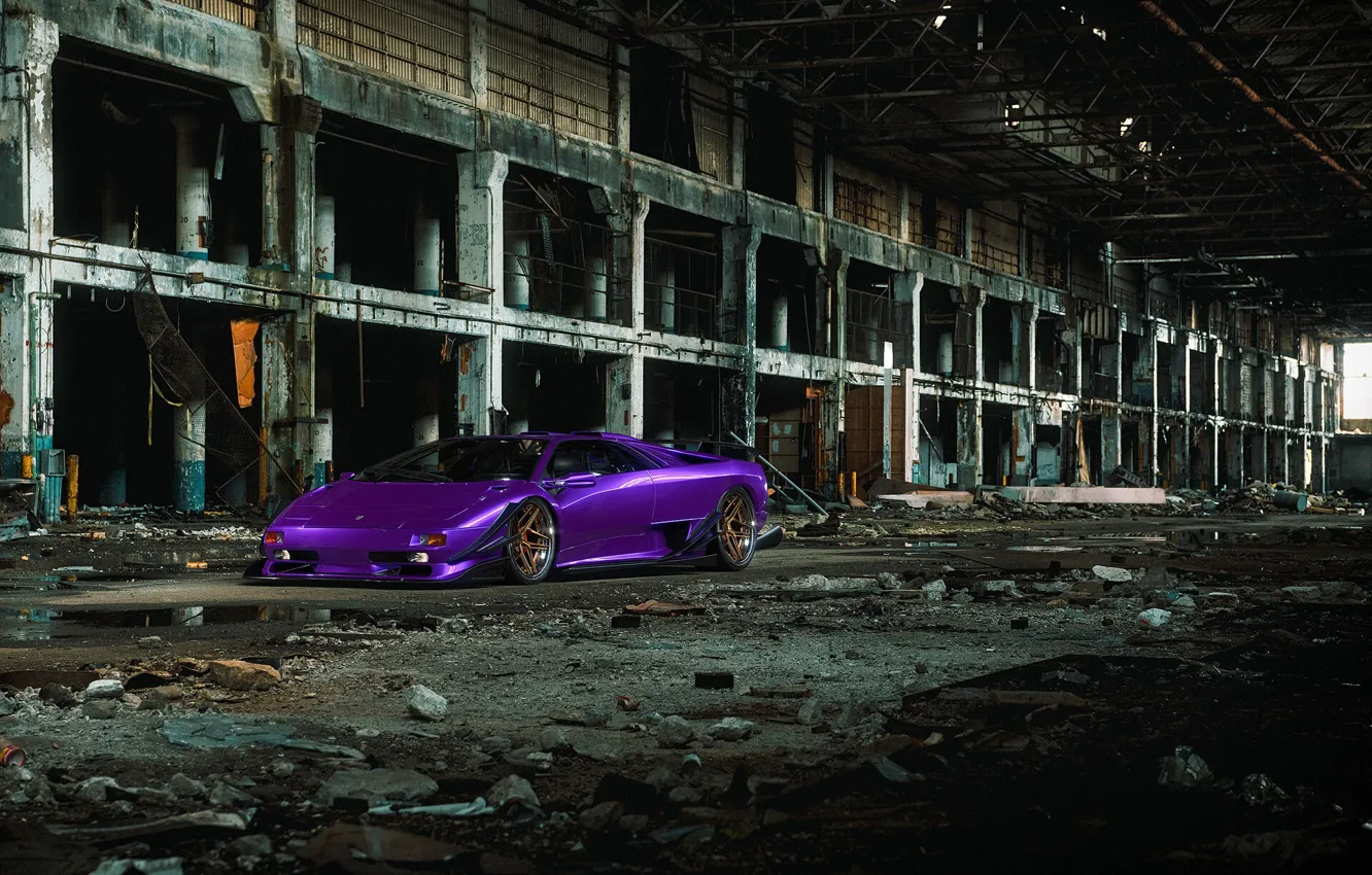 Photo wallpaper Auto, Lamborghini, Machine, Car, Purple, Car, Render, Diablo