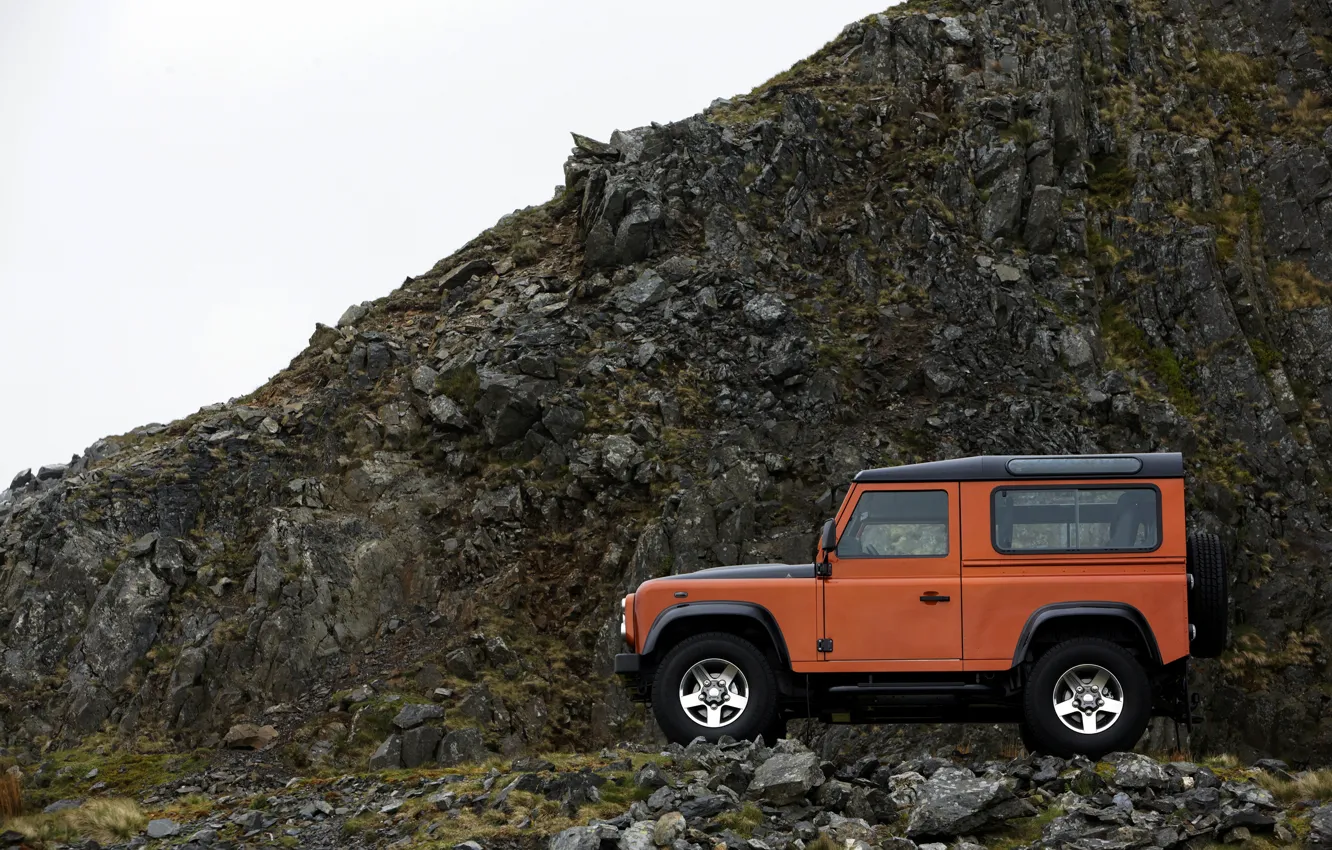 Photo wallpaper Land Rover, 2009, Defender, Limited Edition, at the rock
