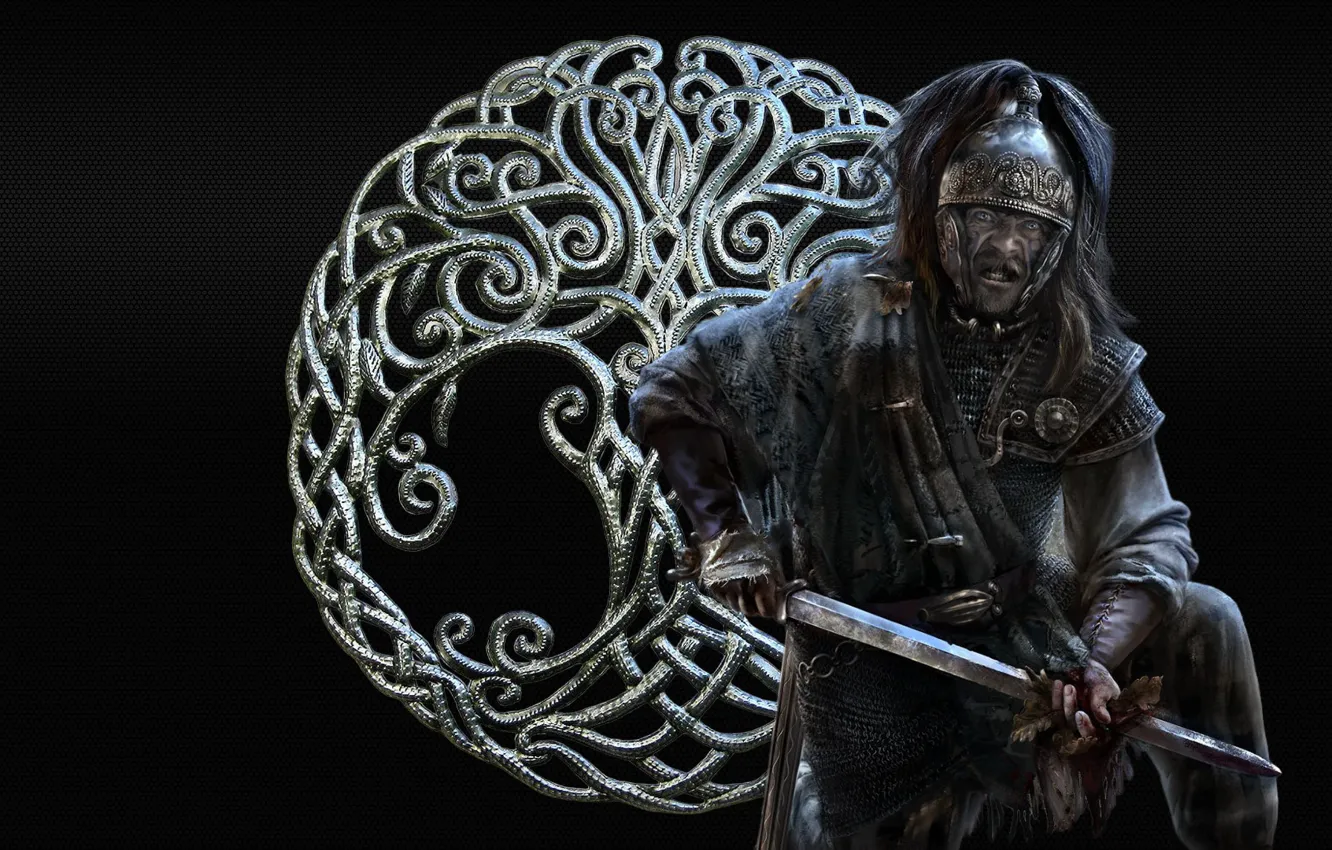 Photo wallpaper sword, warrior, helmet, gall, the Celts, Mariusz Kozik