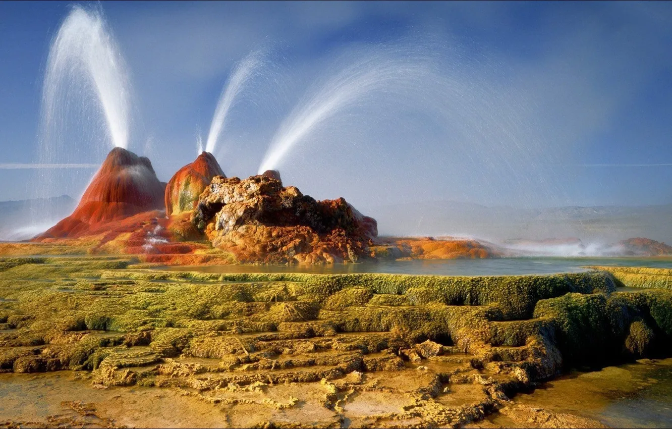 Photo wallpaper USA, Nature, landscapes, Fly Geyser, geyser
