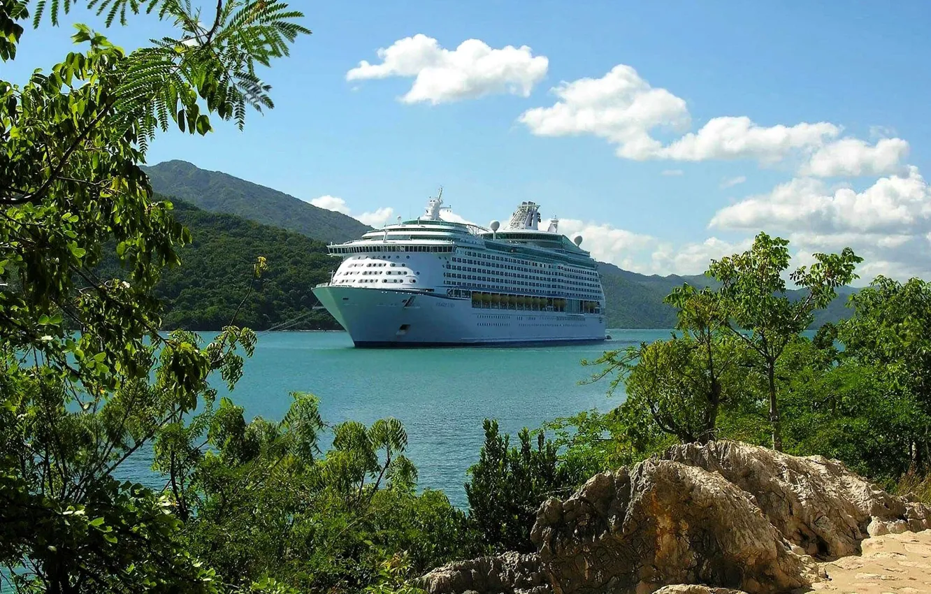 Photo wallpaper sea, the sky, clouds, ship, liner, cruise