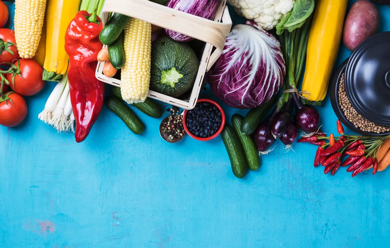 Photo wallpaper pepper, vegetables, cabbage, cuts, baklajan